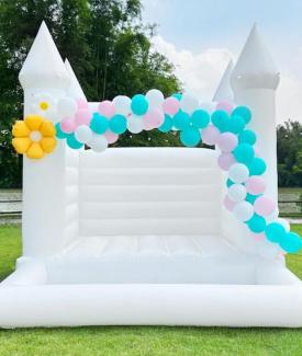 White Bounce House with ball pool, Outdoor Indoor Inflatable Bouncy Castle for Kids Adults, Jumping Castle for Party Wedding Family Commercial Use, Decorative for events 